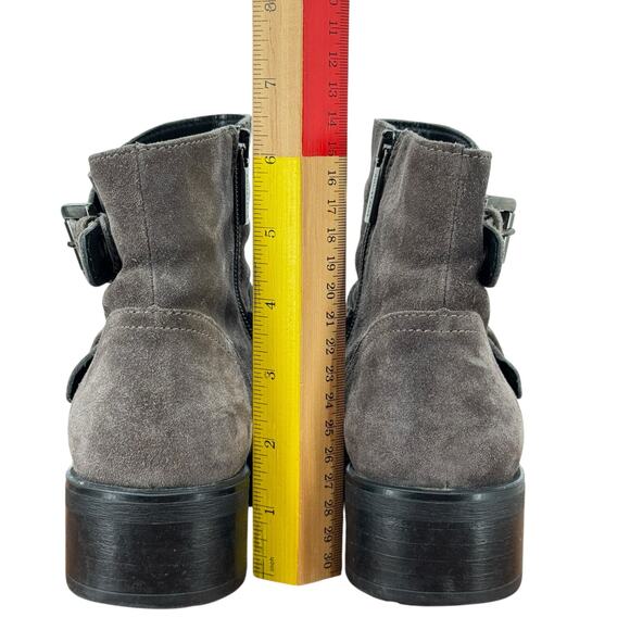 Aquatalia Moto Boot Sophia Buckle Suede Waterproof Women's SZ 6.5 Winter Gray - Picture 8 of 11